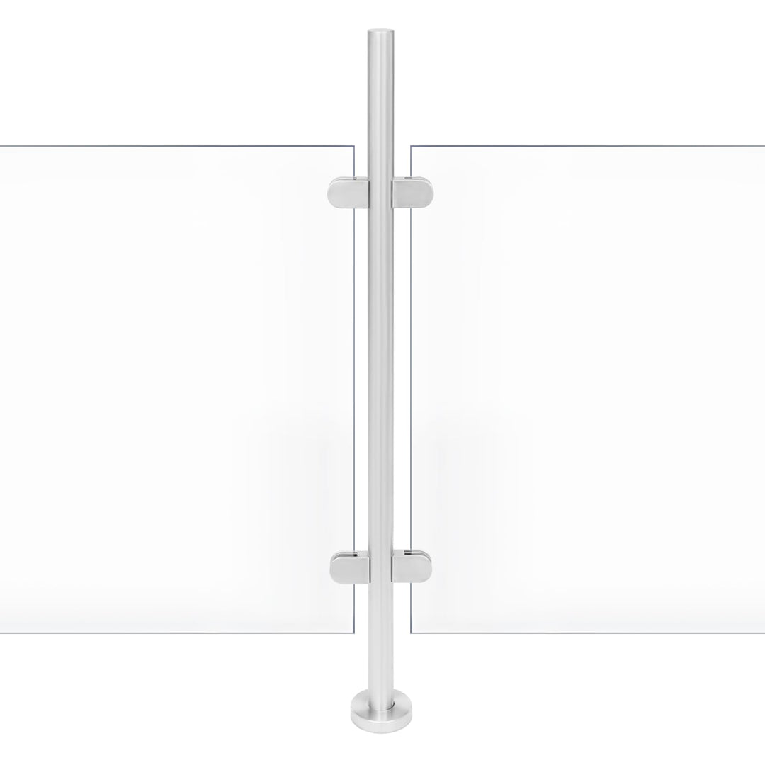 Treppengeländer 110 cm, Geländerpfosten aus Glas, Geländerpfosten aus Edelstahl, Balkongeländer, Sch