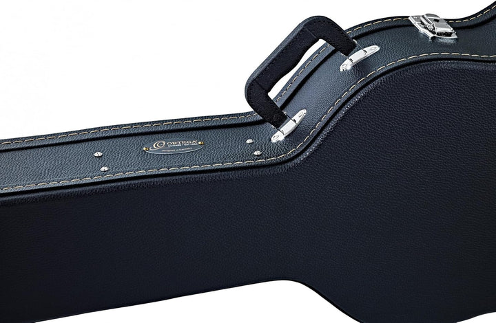 Ortega Guitars Gitarrenkoffer Classic - schwarz, flat top, Economy Series, Chrom Hardware, 120mm tie