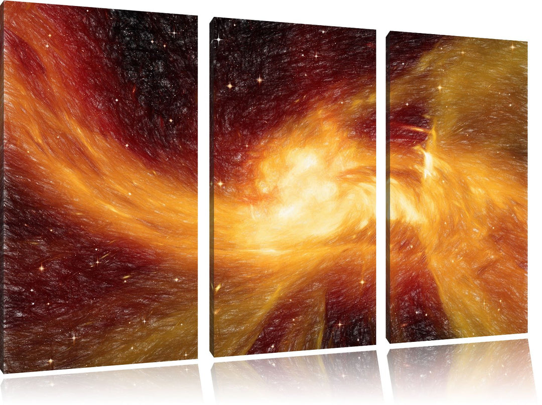 Pixxprint Sternenstaub und Gasnebel in Einer fernen Galaxie Kunst Buntstift Effekt 3-Teiler Leinwand