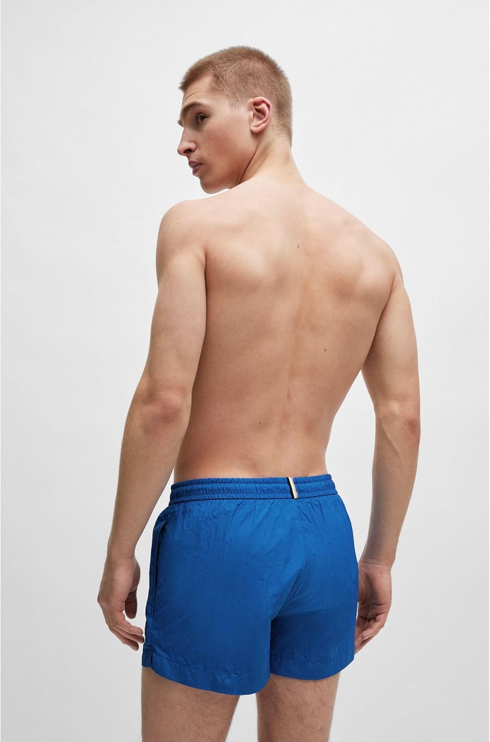 BOSS Herren Mooneye Badeshorts mit Umriss-Logo-Print L Medium Blue423, L Medium Blue423