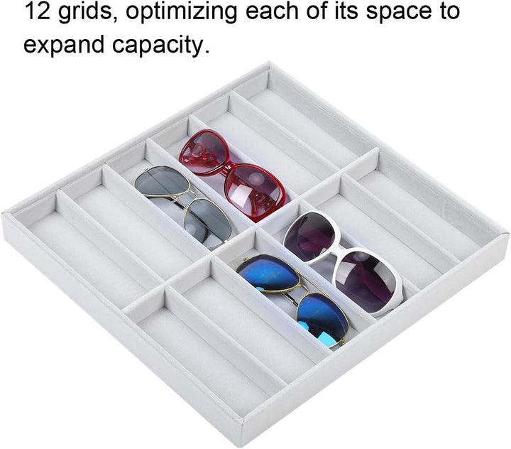 Sonnenbrillen-Aufbewahrungsbox, 12 Gitter Sonnenbrillen-Aufbewahrungsbox Brillenetui Organizer Schmu