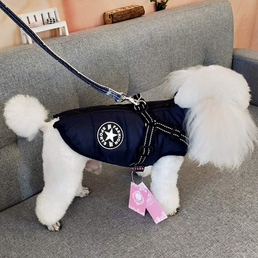 Hundejacke mit Geschirr für kleine Hunde, Outdoor-Hunde-Sportweste, warmer Haustier-Winterjacke für