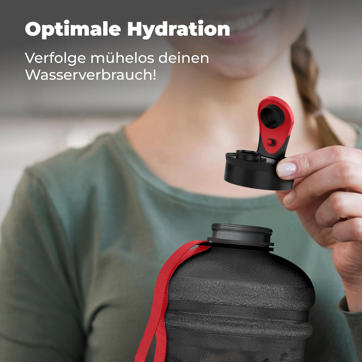 HYDRATE Hochwertige-2,2-Liter-Wasserflasche - jetzt mit Easy-Drink-Cap, langlebig & extra stark - BP