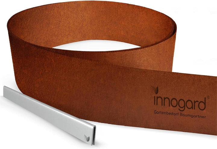 innogard Rasenkante Cortenstahl L5m H15cm - Flexible Beeteinfassung 1 mm stark Rasenkantenband für G