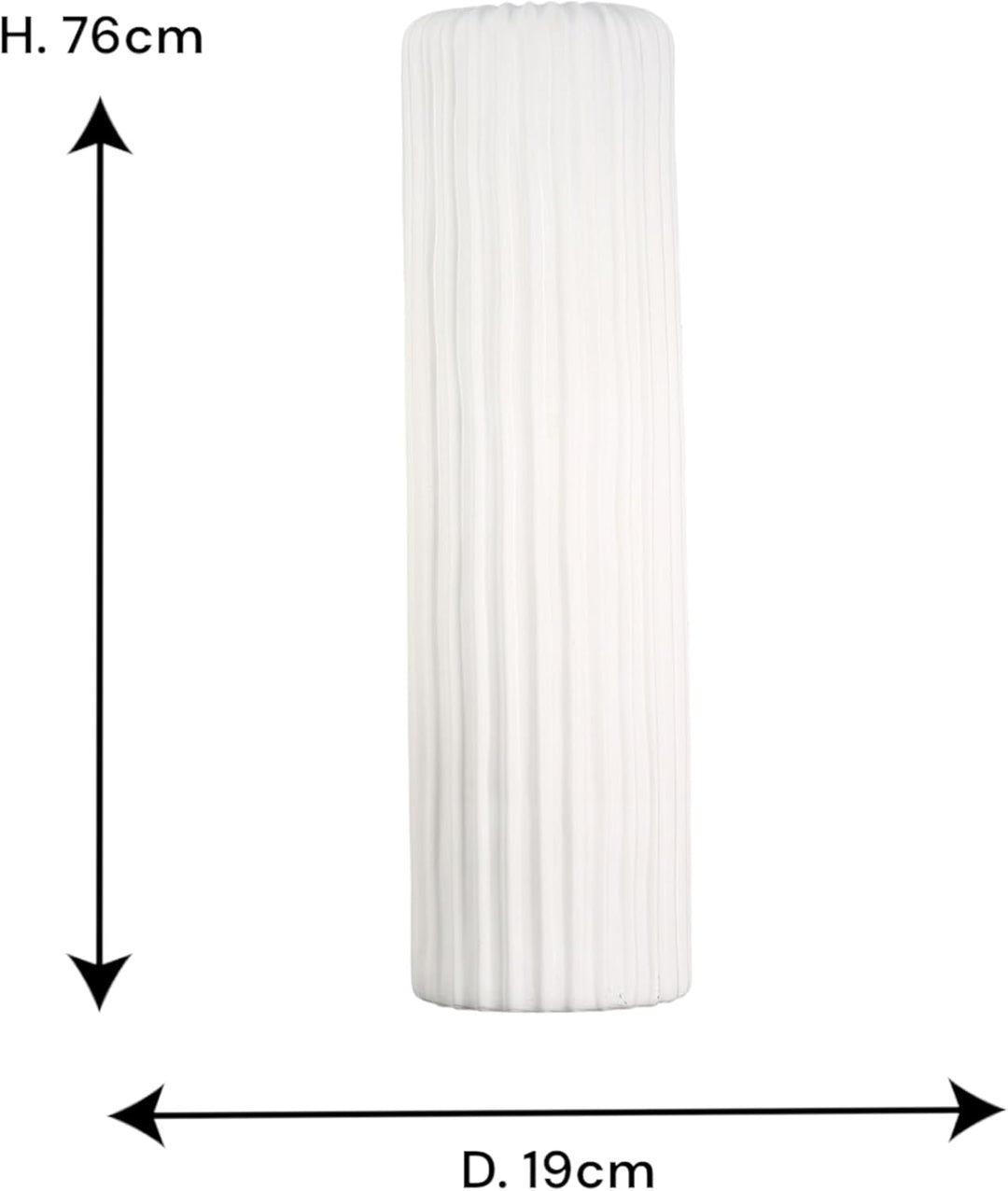Casablanca Vase - Fjord - aus Keramik weiss matt mit Rillenstruktur H. 76 cm Höhe 76 cm Weiss, Höhe