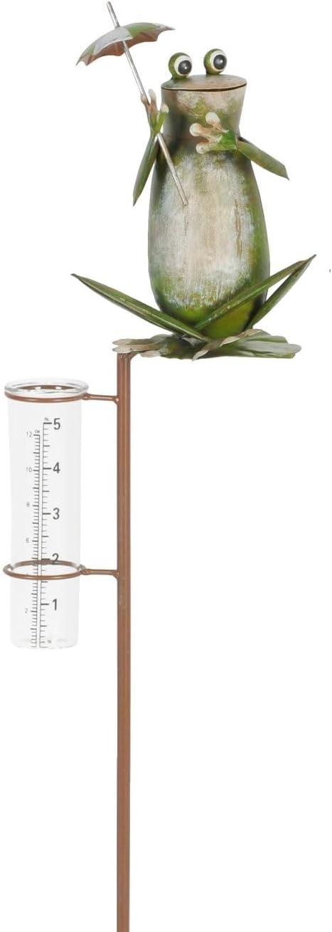 NETPROSHOP Regenmesser Rabe oder Frosch am Stab H: ca. 120 cm aus Metall u. Glas, Auswahl:Frosch Sch