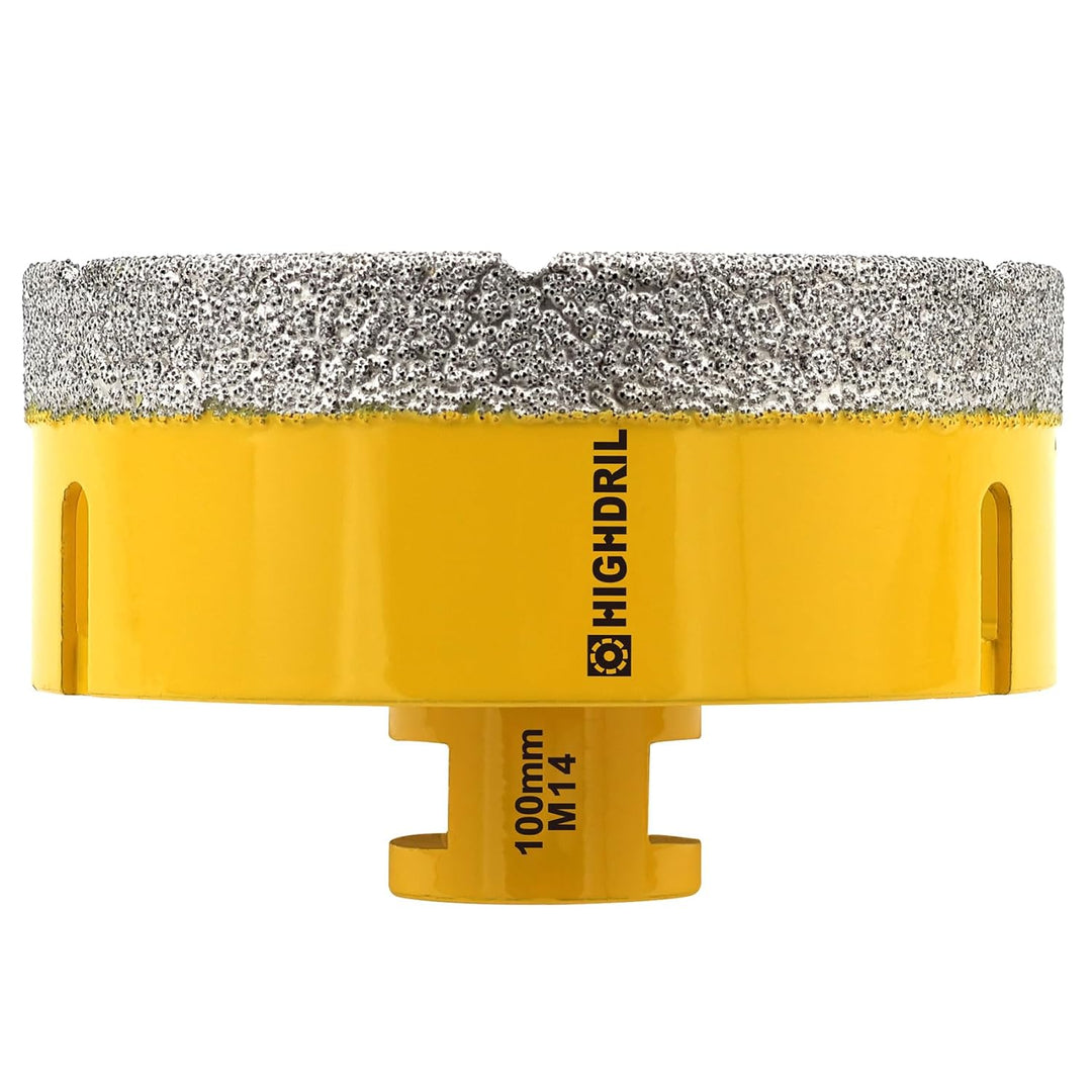 HIGHDRIL Diamant Bohrkrone - 100mm Lochsäge Fliesen M14 Gewinde für Porzellan Fliese Keramik Granit