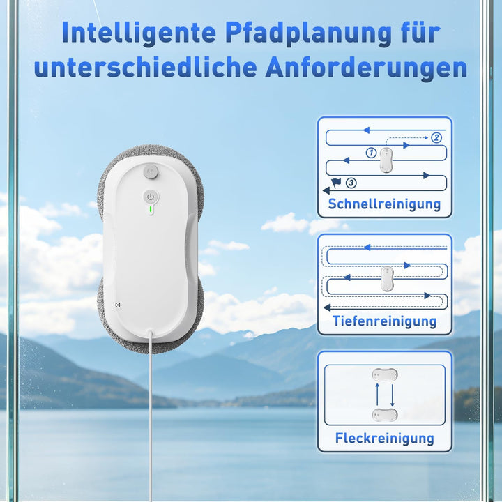 KKI Fensterreinigungsroboter, Automatischer Fensterreiniger-Roboter, Dual-Spray, max3200 Pa, KI-Pfad