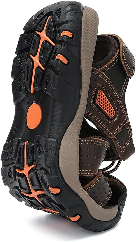FLARUT Sandalen Herren Outdoorsandalen Sommer Wanderschuhe Trekkingsandalen Leder Strand Wandersanda