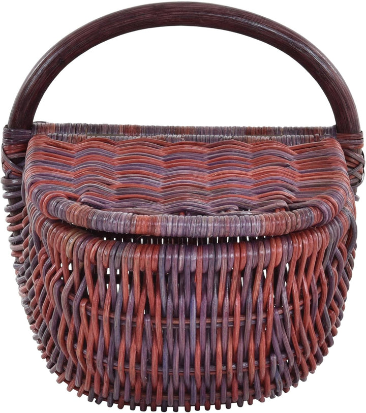 Einkaufskorb/Bügelkorb/Shopper aus echtem Rattan, Henkel- Trage-Korb leicht und stabil (6 - Deckel R