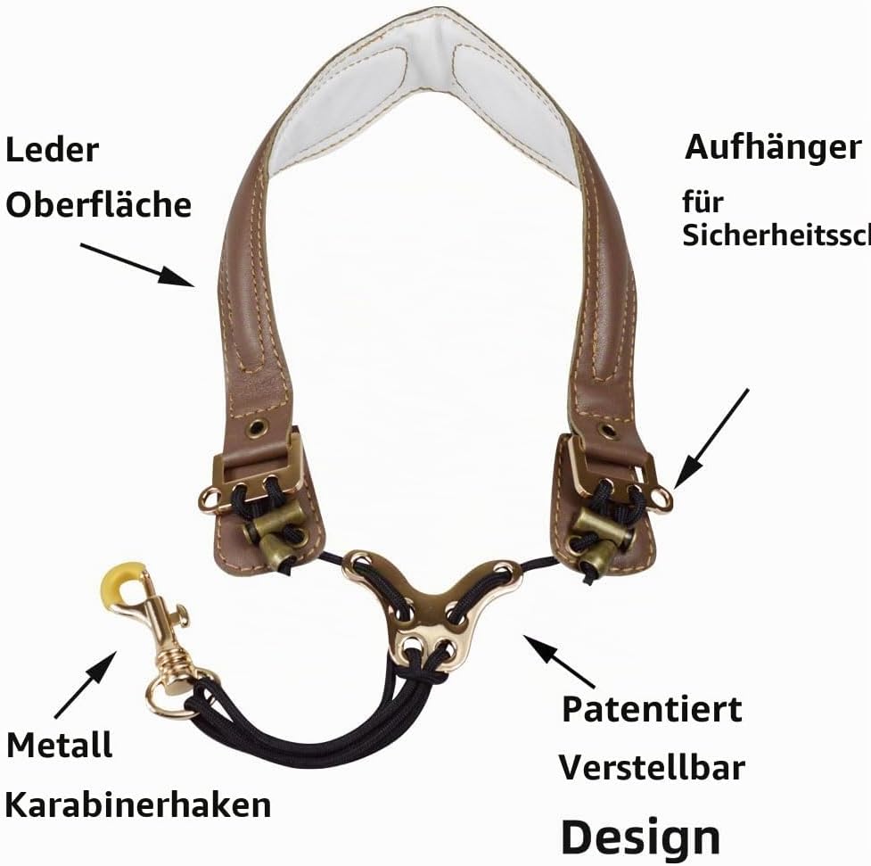 adorence Premium Saxophon Gurt (handgefertigt mit echtem Leder, atmungsaktivem Polster und Metallhak