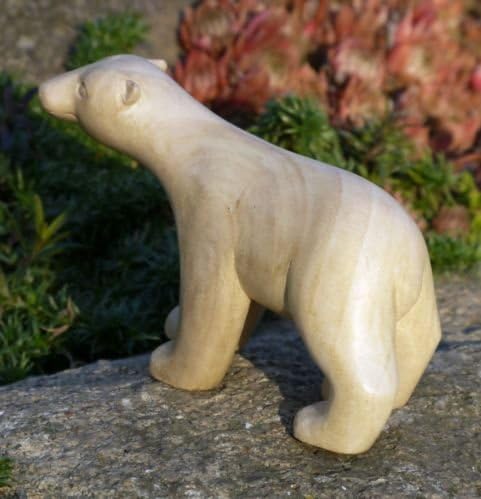 Eisbär-Figur - Handarbeit aus Krokodil-Holz geschnitzt als Geschenk-Idee für Bären-Fans zur Deko Bär