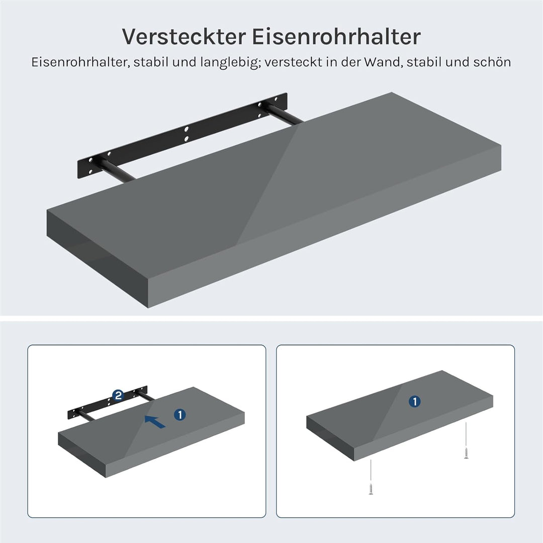 WOLTU Wandregal Set von 3 Regalen Wandboard Freischwebend Schweberegal CD DVD Regal Bücherregal Holz