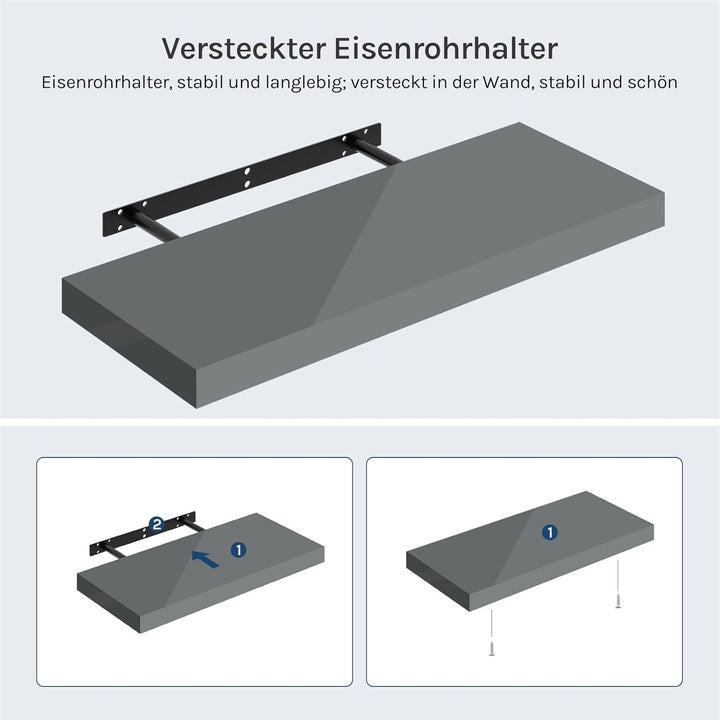WOLTU Wandregal Set von 3 Regalen Wandboard Freischwebend Schweberegal CD DVD Regal Bücherregal Holz