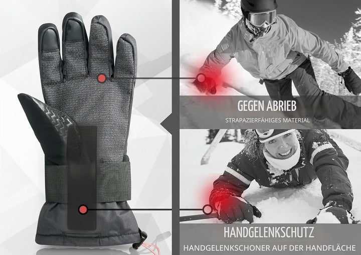 devembr Advanced Ski-Handschuhe mit Handgelenkschutz und Herausnehmbarem Innenfutter (S/M/L), S