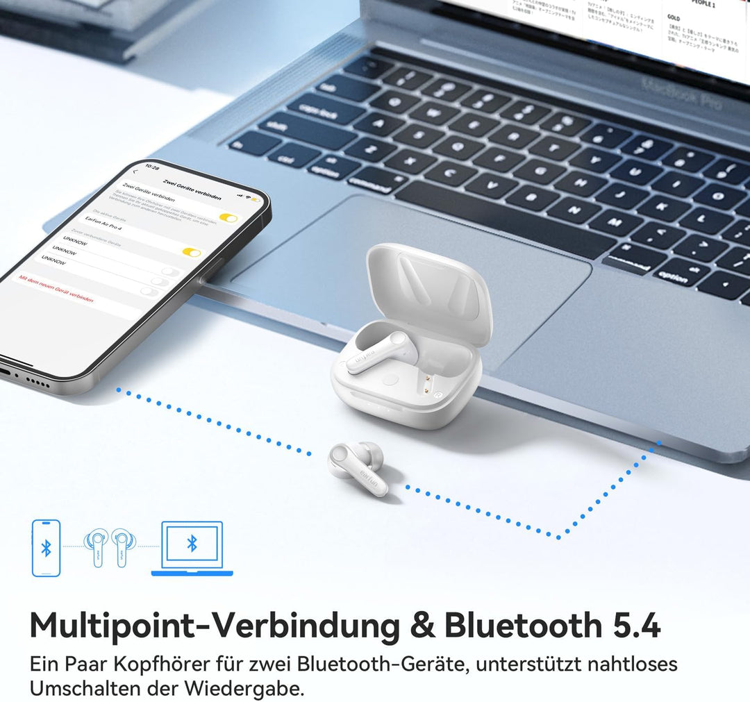 EarFun Air Pro 4 Bluetooth Kopfhörer mit Adaptive Hybride Geräuschunterdrückung, aptX Lossless, Hi-R