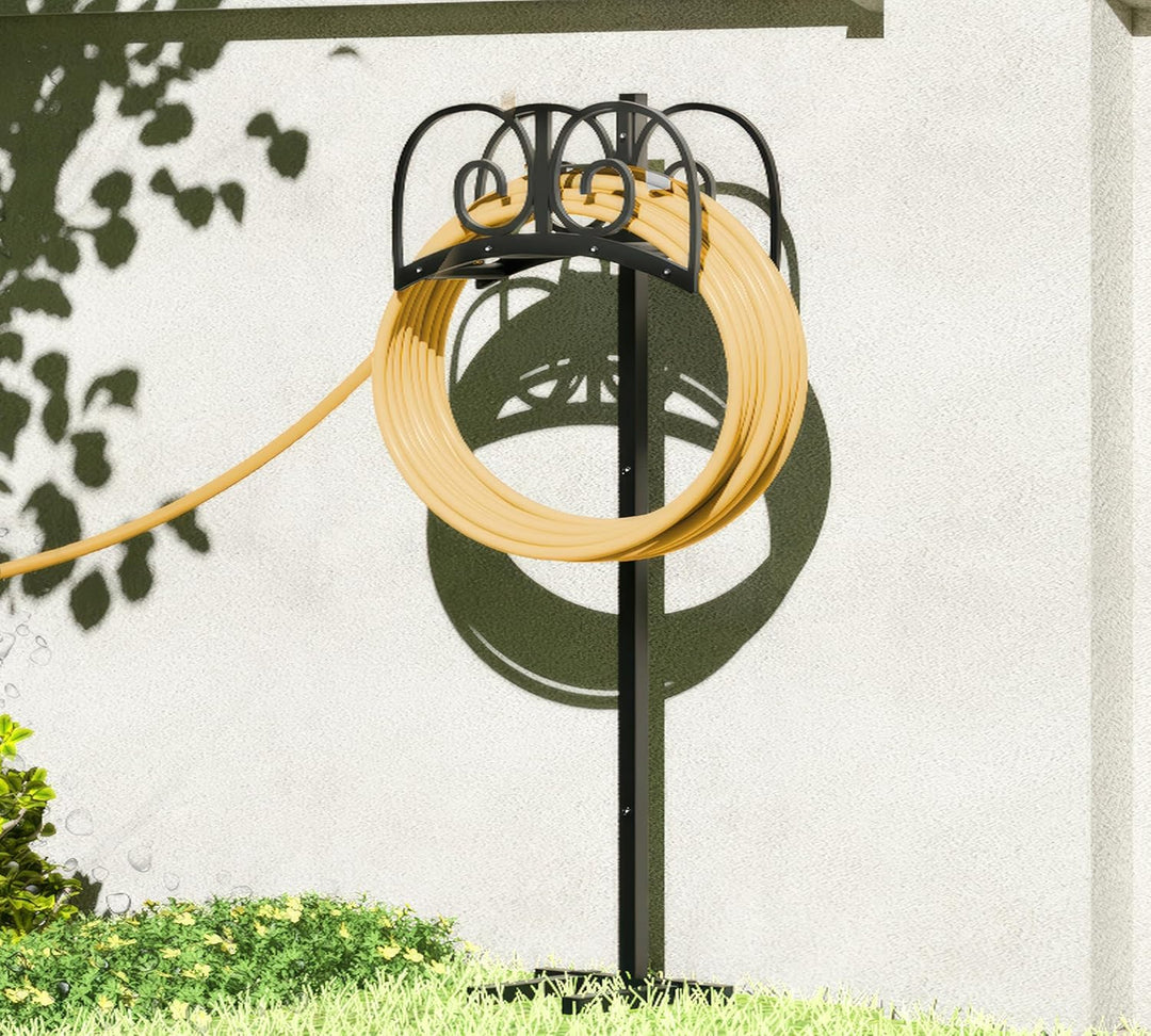 Verbesserter Gartenschlauchhalter mit 4 Spikes – Robuste Wasserschlauchtrommel aus Metall, Schlauch-