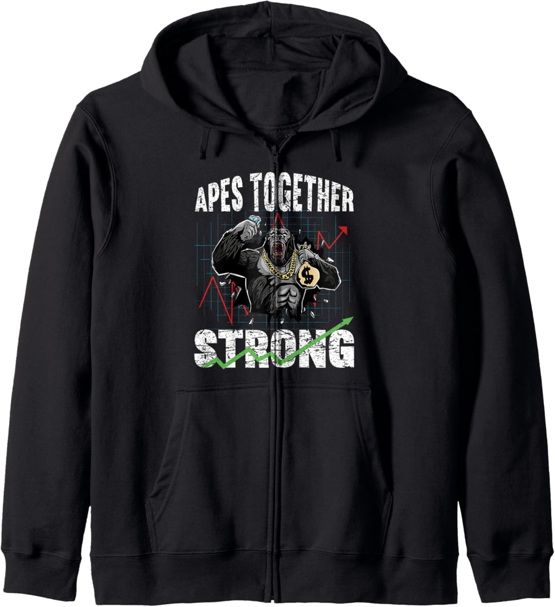 Apes Together Strong Hands Street Bets HODL Gorilla Kapuzenjacke