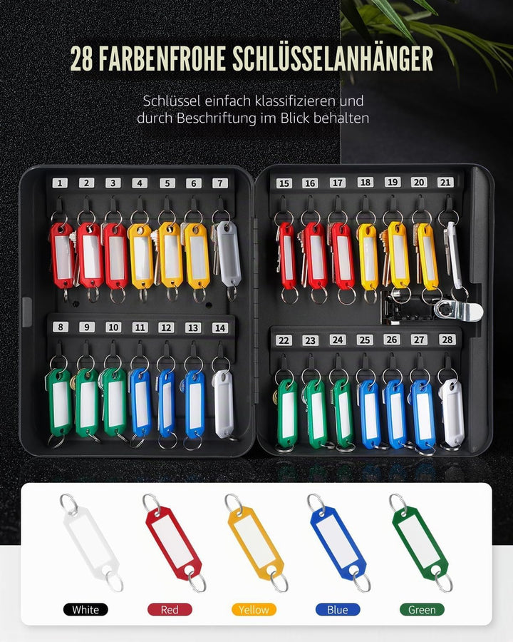 Uniclife Schlüsselschrank aus Stahl mit 28 Schlüsseln und Kombinationsschloss, an der Wand befestigt