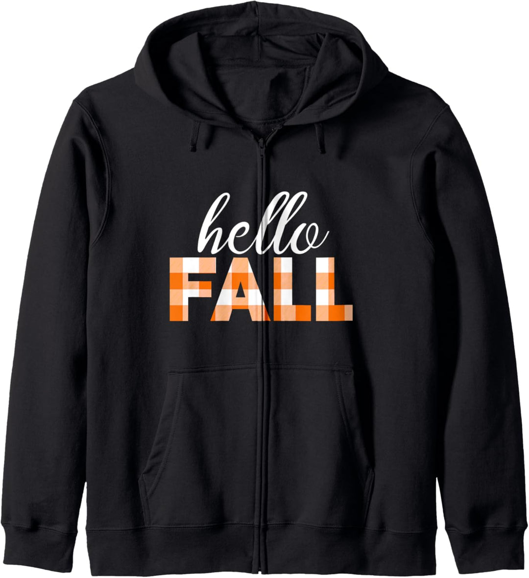 Hello Fall Pumpkin Buffalo Plaid Autumn Thanksgiving Casual Kapuzenjacke