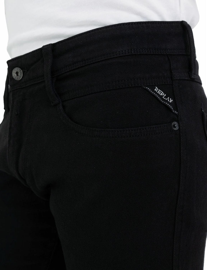 Replay Herren Jeans Anbass Slim-Fit mit Power Stretch 28W / 32L Black 098, 28W / 32L Black 098