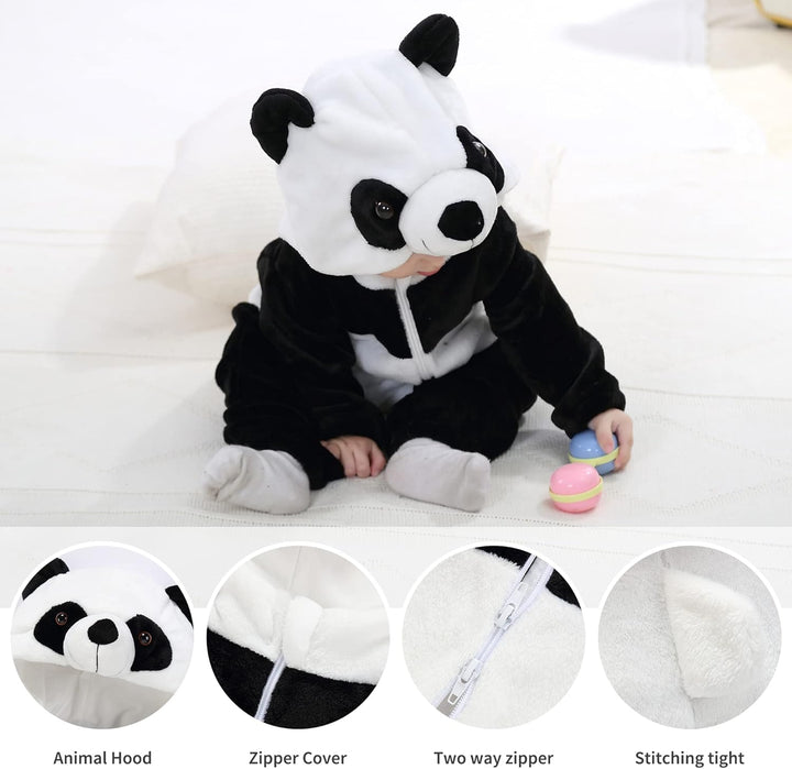 COOKY.D Unisex Winter-Overall mit Kapuze für Babys 2-36 Monate 2-5 Monate Panda, 2-5 Monate Panda