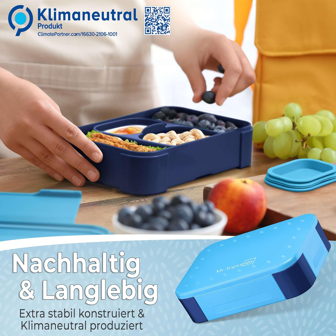 My Vesperbox® Brotdose für Kinder mit Fächern [MINI LITE] - Lunchbox mit Trennfächern - Bento Box -