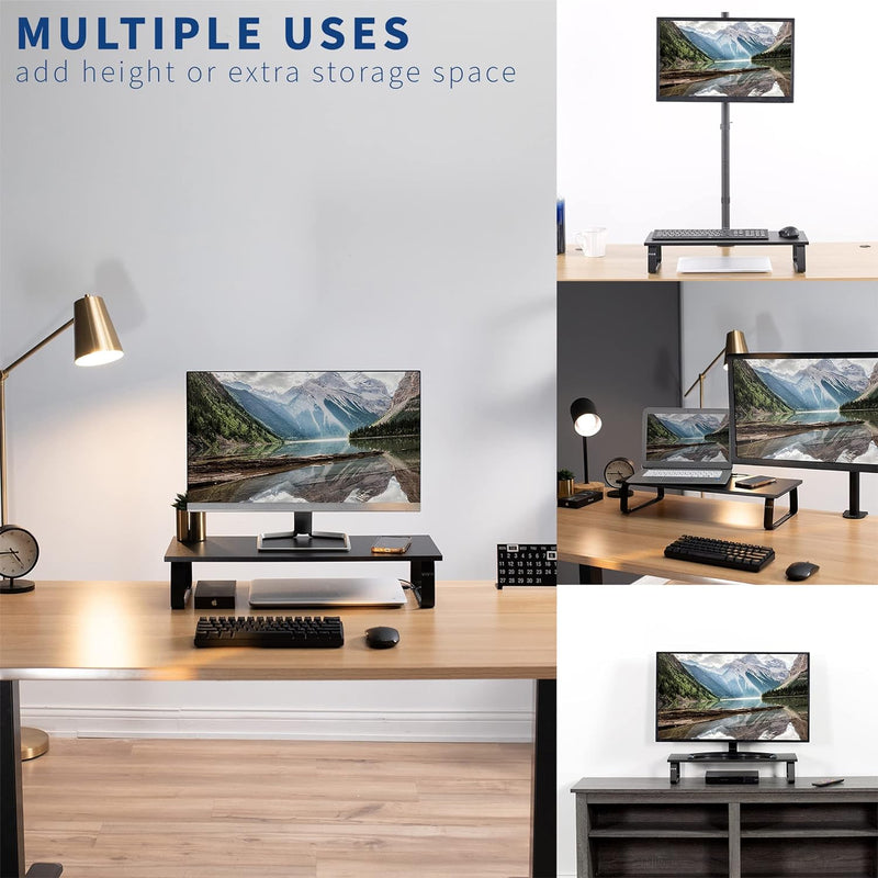 VIVO Monitorständer, 61 cm (24 Zoll), Holz und Stahl, Desktop-Erhöhung, Bildschirm, Tastatur, Laptop