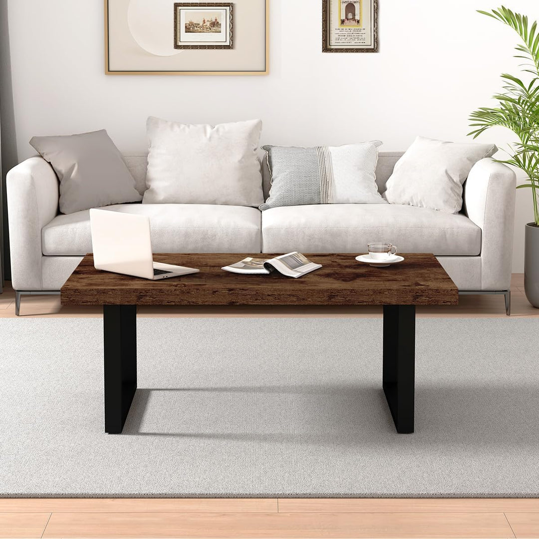 IBF Rustikaler Braun Couchtisch, Industrieller Schlichter Wohnzimmertisch, moderner minimalistischer
