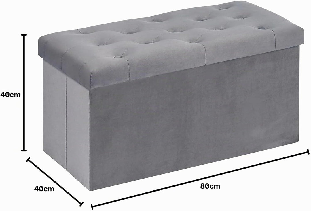 Bonlife Sitzbank mit Stauraum Aufbewahrungsbox mit Deckel Stoff Stauraum Schlafzimmer Möbel Faltbare