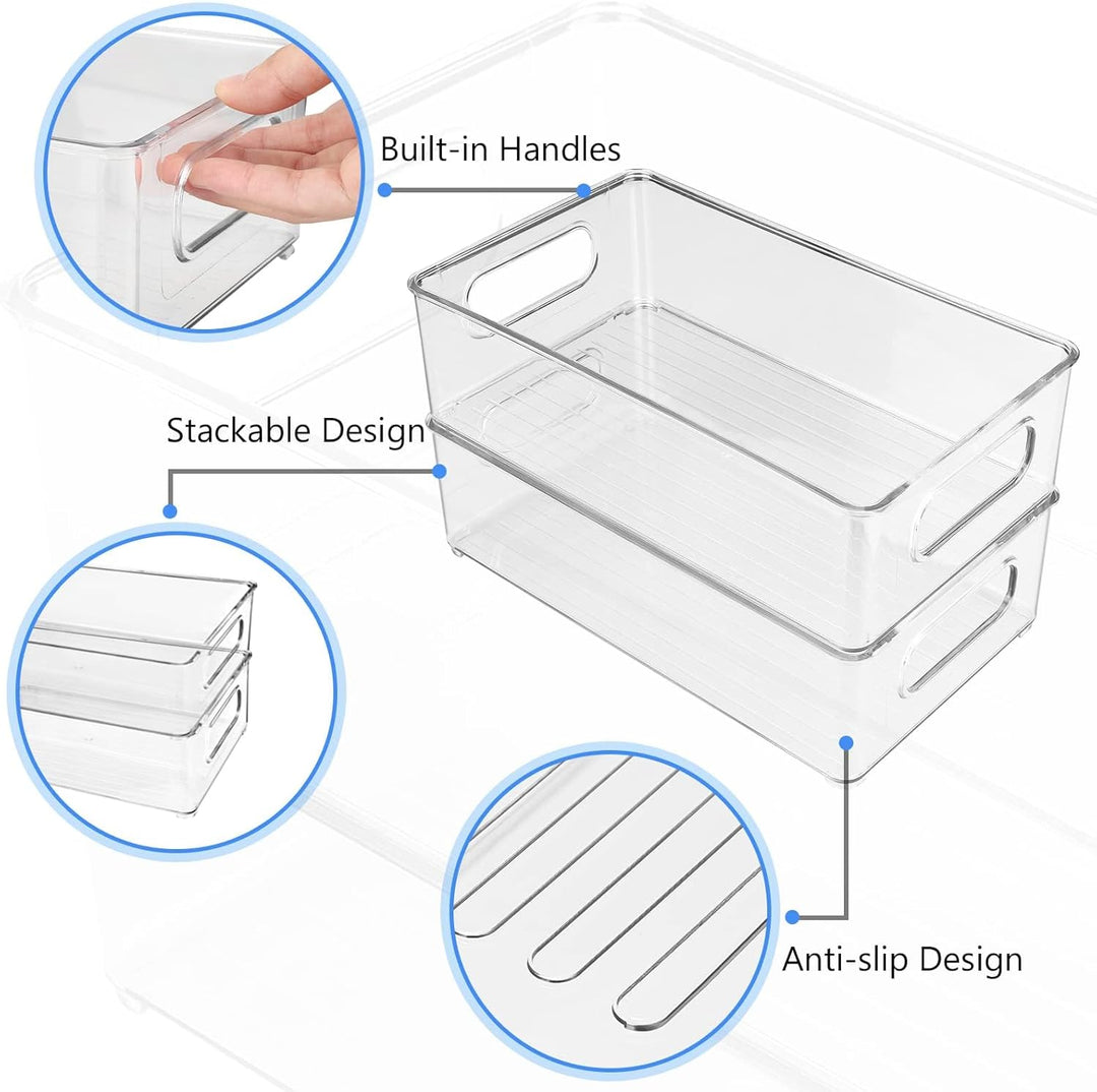 Diwoker Kühlschrank Organizer Stapelbar, Aufbewahrungsbox Küche Organizer, Speisekammer Vorratsbehäl