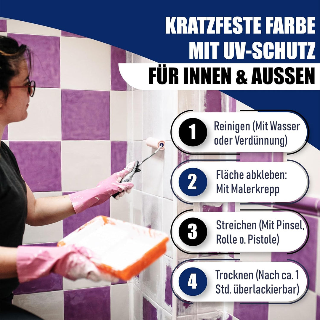 Fliesenlack MATT Wasserblau RAL 5021 Blau Fliesenfarbe im SET // Hamburger Lack-Profi (2,5 L), 2,5 L
