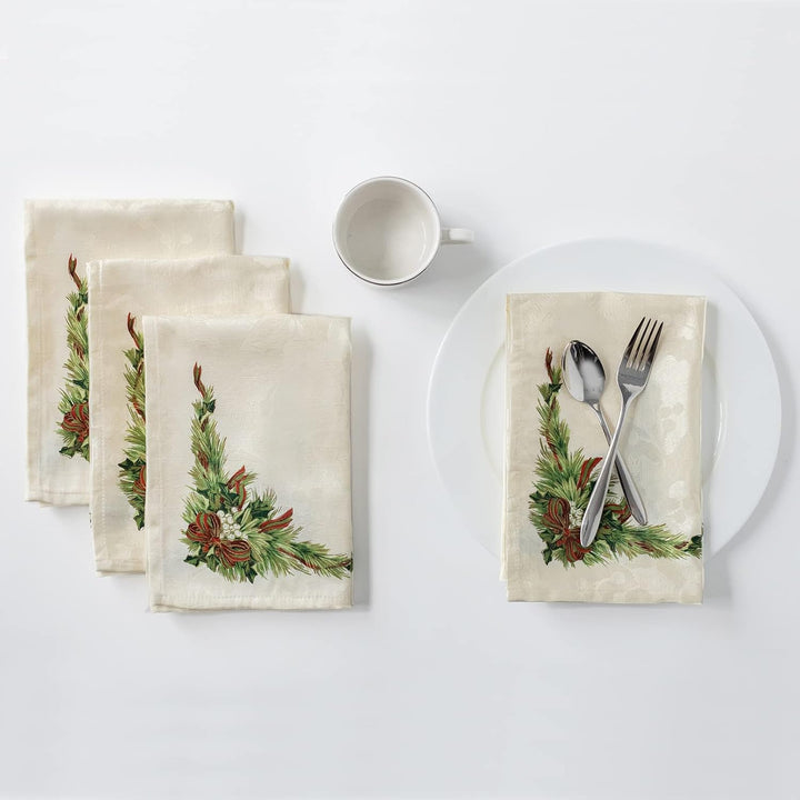 Benson Mills Christmas Ribbons Engineered Bedruckte Stoffservietten für Weihnachten, Winter und Urla