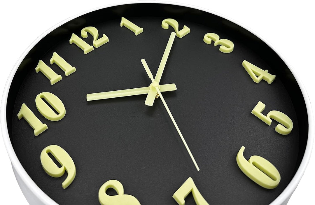 DIYZON 3D Schriftart Leuchtende Wanduhr, Geräuschlos, Nicht tickend, 30 cm, Nachtlicht-Wanduhren, Ba