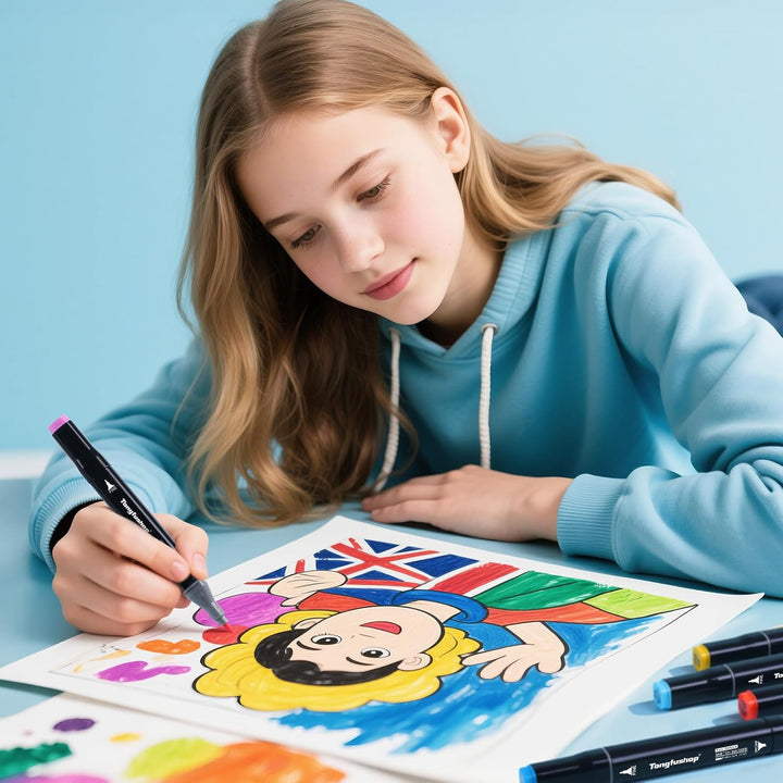 TongfuShop 204 Farben Marker Set, Permanent Marker Markierungsstifte mit Doppelter Spitzen, Textmark