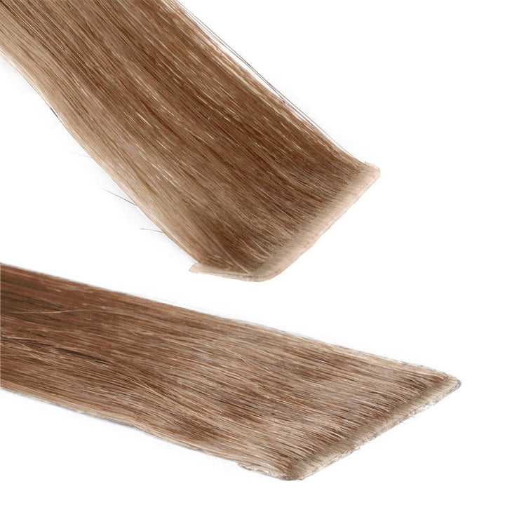 hair2heart Invisible Tape Extensions Echthaar Premium - 10 Tapes 60cm 8/01 hellblond natur-asch #12