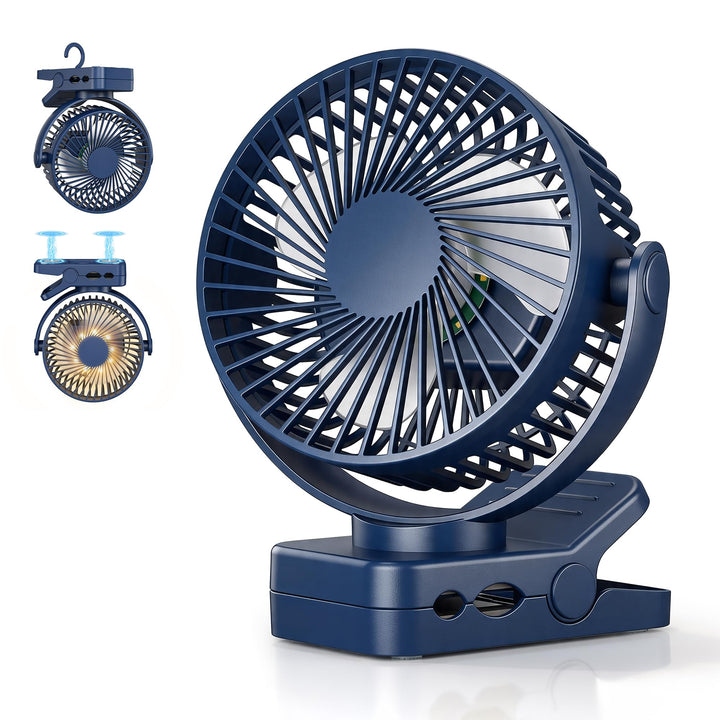 USB Ventilator 12000mAh Akku Tischventilator mit Fernbedienung & Magnetfuss, 3 Stufen, LED Licht, Ti