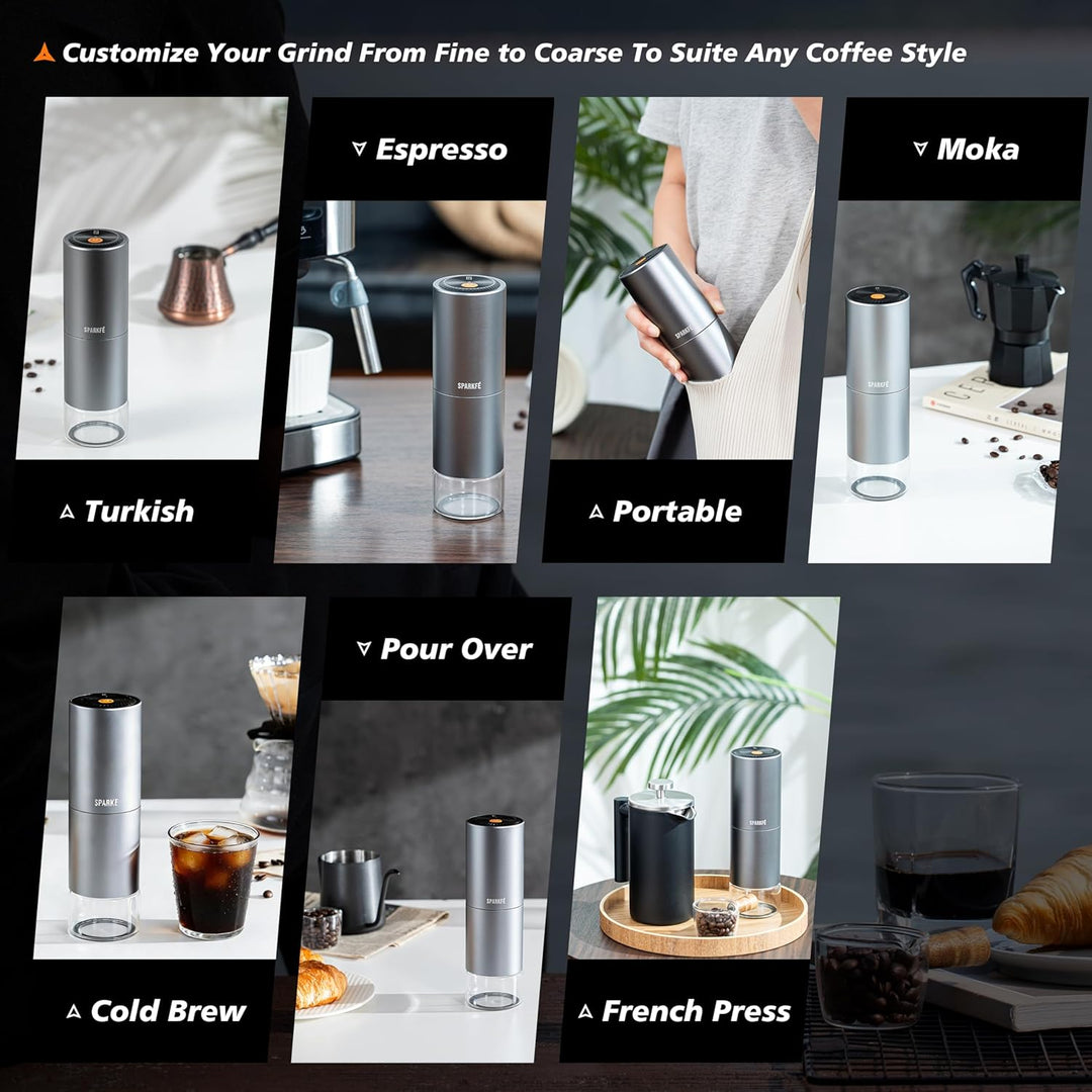 Tragbare elektrische Kaffeemühle, wiederaufladbare kabellose Handmühle mit konischem Frässtift aus E