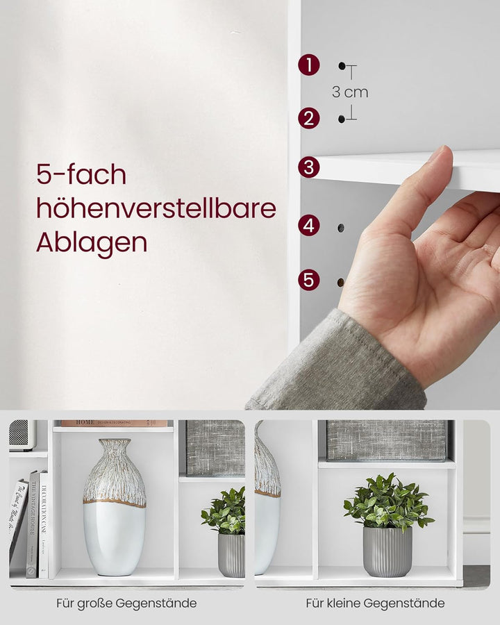 VASAGLE Bücherschrank, Bücherregal, mit 9 Fächern, Büroregal, Würfelregal, Standregal, für Wohnzimme