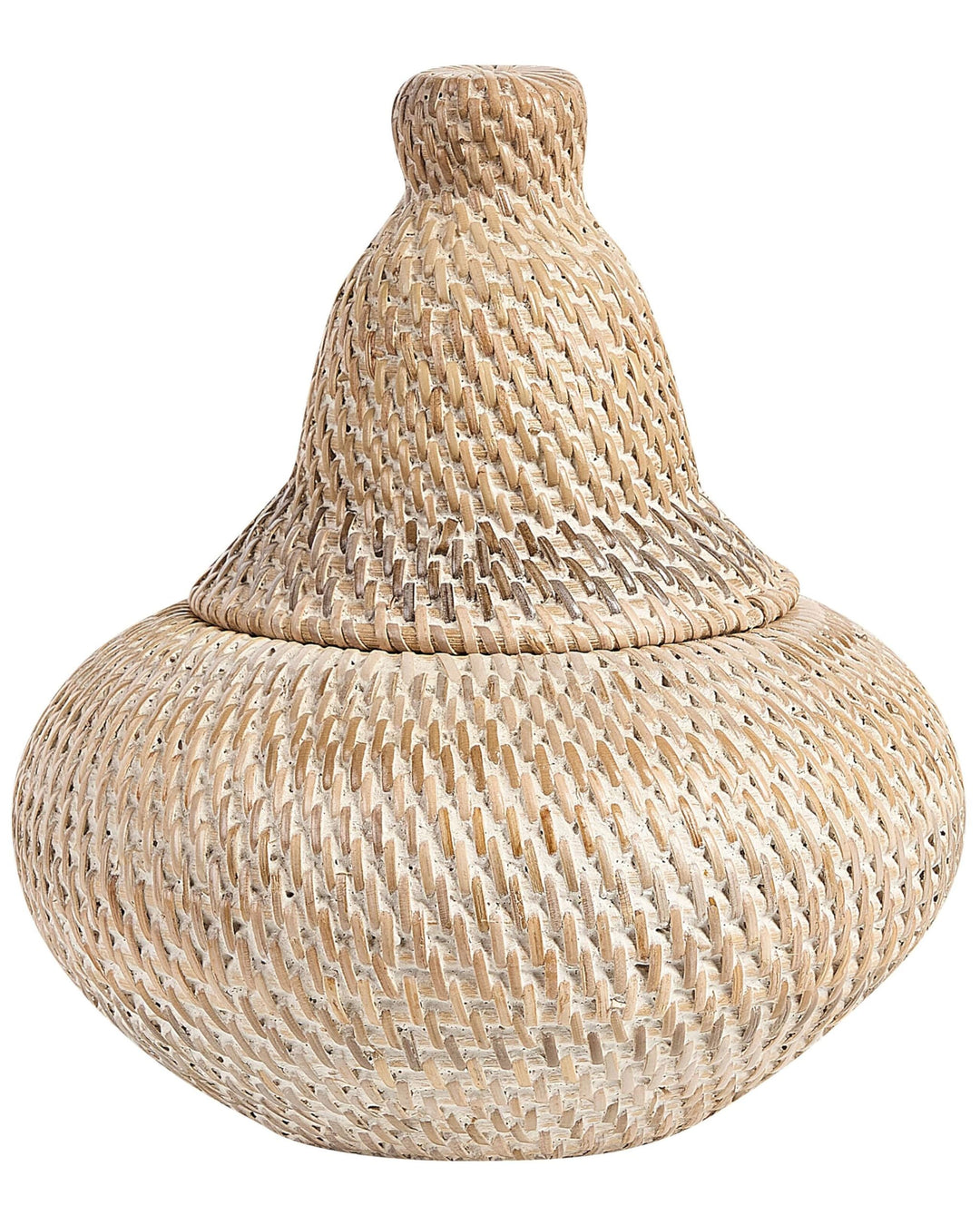 Rattankorb bemalt, mit Deckel und Griff 25 cm Aufbewahrung natur Bila
