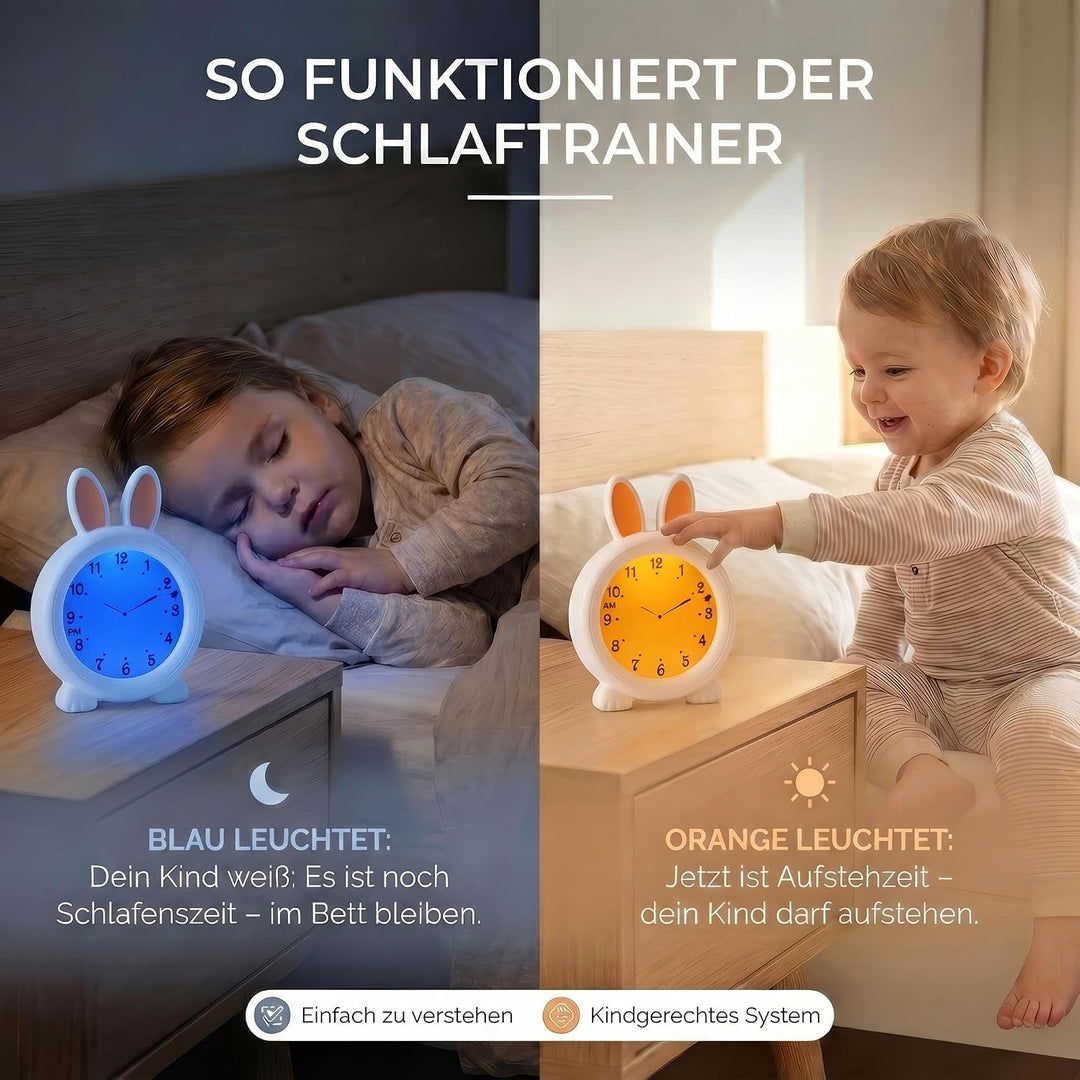 Alecto BC100BUNNY Kinderwecker - Nachttischlampe hilft Kindern EIN Zeitgefühl zu bekommen -Nachtlich