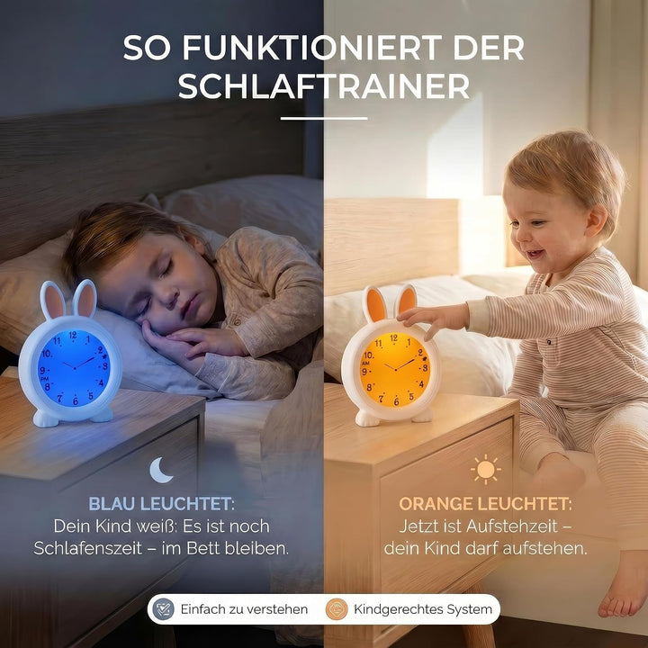 Alecto BC100BUNNY Kinderwecker - Nachttischlampe hilft Kindern EIN Zeitgefühl zu bekommen -Nachtlich