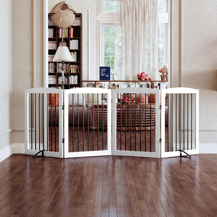 Absperrgitter Hund,Hundegitter für Wohnung Garten ohne Bohren aus Metal Holz,Freistehendes Hundeabsp