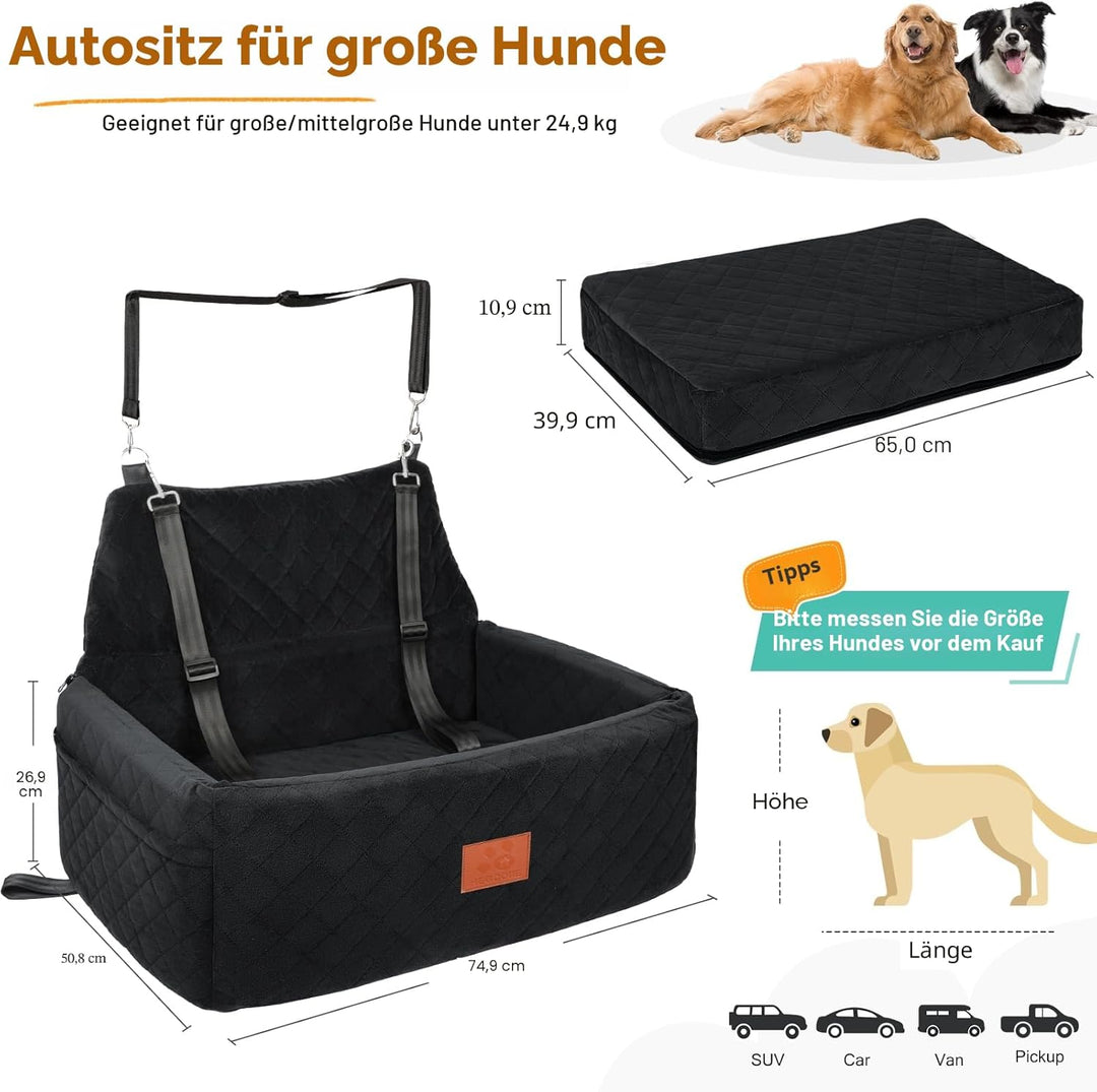 Hunde Autositz für Grosse&amp;Mittlere Hunde,Hundesitz Auto für unter 55 lbs oder 2 kleine Hunde,Waschba