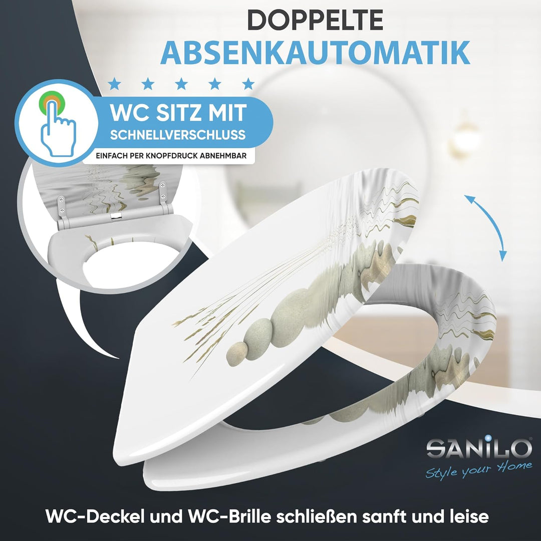 Sanilo WC-Sitz mit Absenkautomatik I Hochwertiger Toilettensitz aus Holz I Toilettendeckel in versch