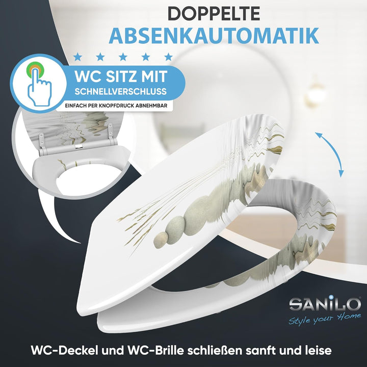 Sanilo WC-Sitz mit Absenkautomatik I Hochwertiger Toilettensitz aus Holz I Toilettendeckel in versch