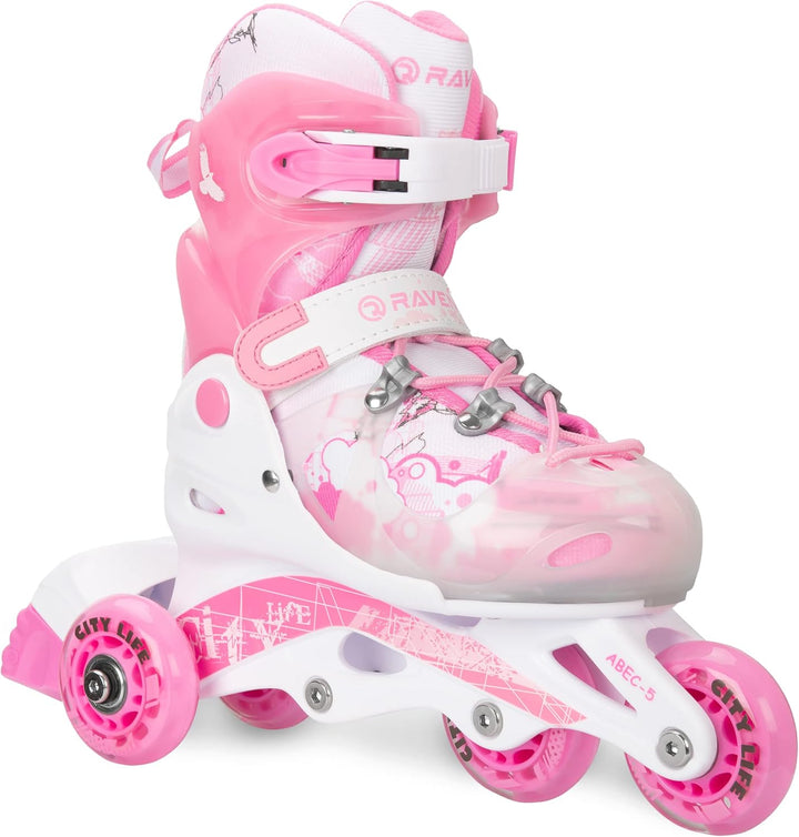 Raven 3in1 Verstellbare Kinder Inline Skates Princess - Inliner Triskates - Rollschuhe Kugellager Ab