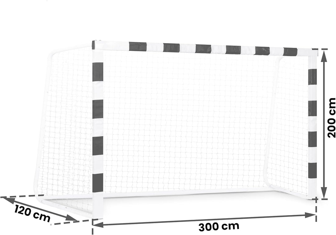 Neo-Sport Fussballtor Fussball Tor für Kinder und Erwachsene Mit Schutzhülle Schwarz Weiss 300x200x1
