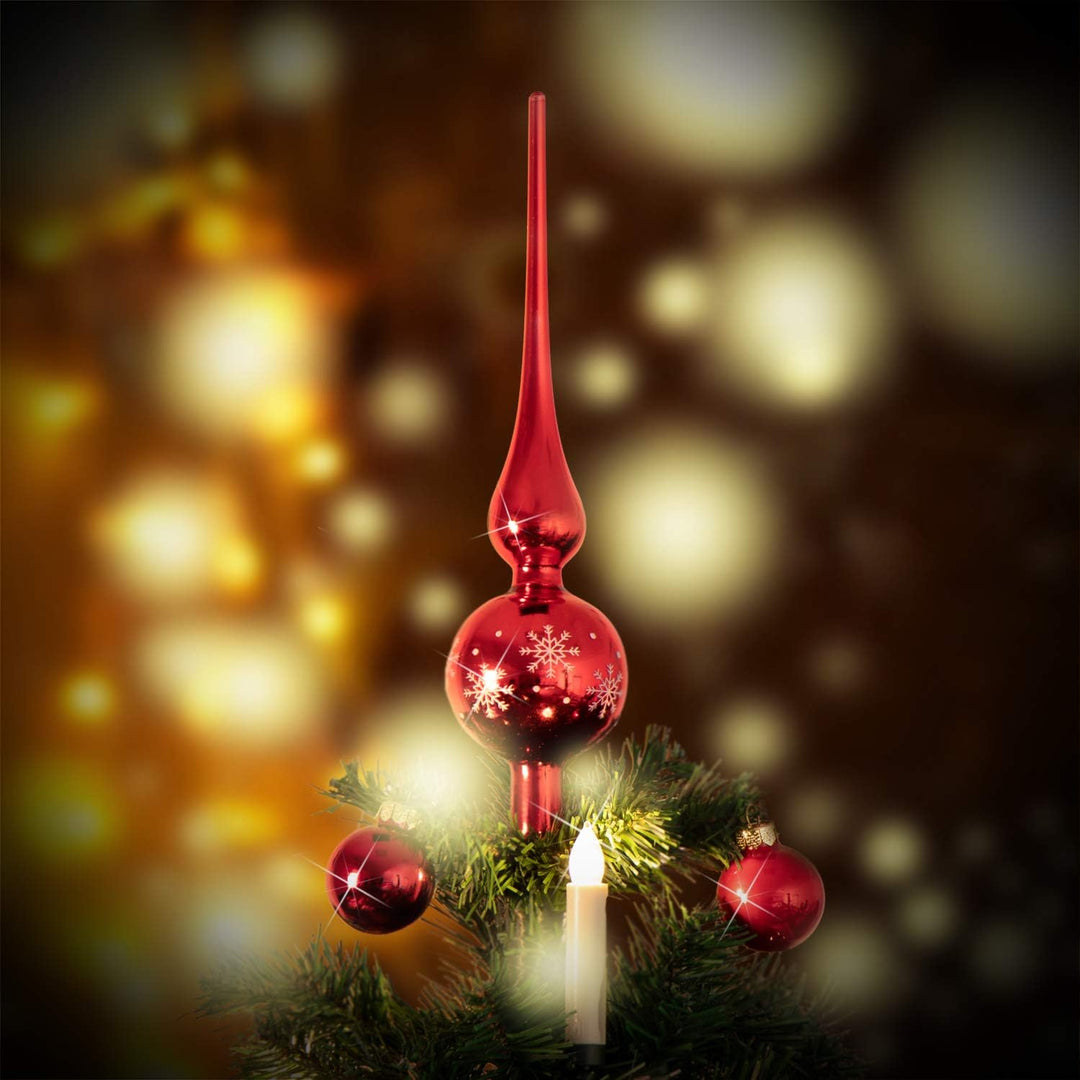 com-four® Weihnachtsbaumspitze glänzend - Christbaumspitze aus echtem Glas für Weihnachten - Tannenb