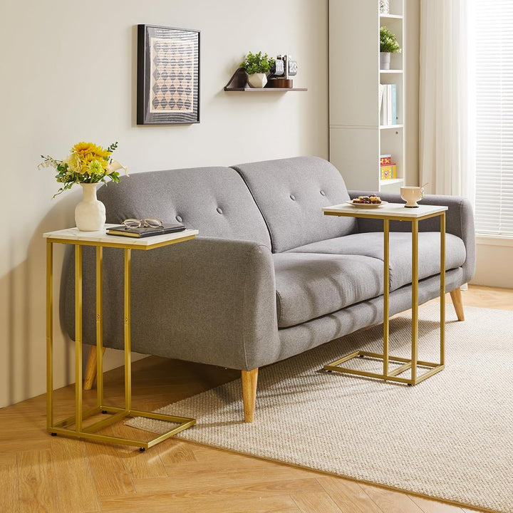 Aibiju C-Form Beistelltisch, Betttisch Laptoptisch, Beistelltisch Sofa, Geeignet für Schlafzimmer, W